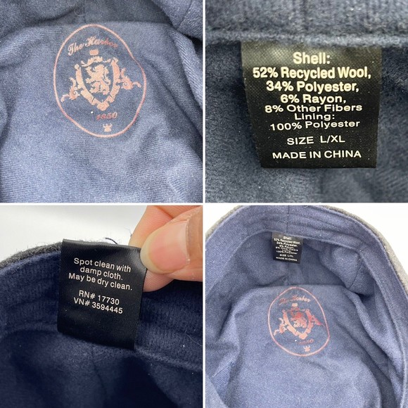 The Harbor Size L / XL Wool Blend Gray Stripe Cabbie Flat Cap Beret - Picture 8 of 15